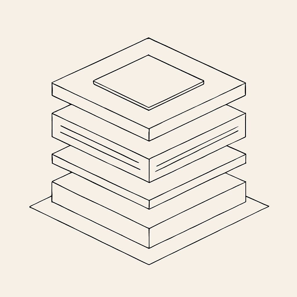 Abstract modular software visual representing Avenkara Product Stack.